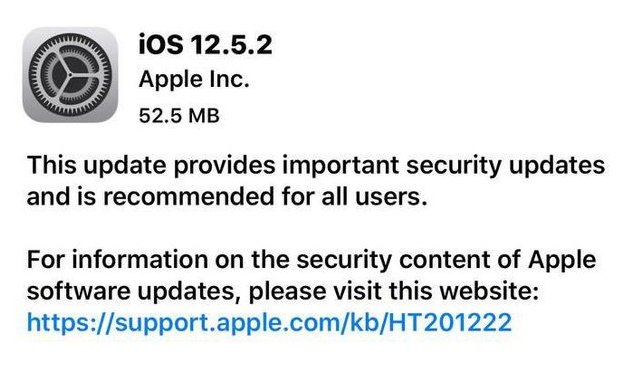 颍上苹果手机维修分享iOS12.5.2发布，建议所有老苹果用户安装 